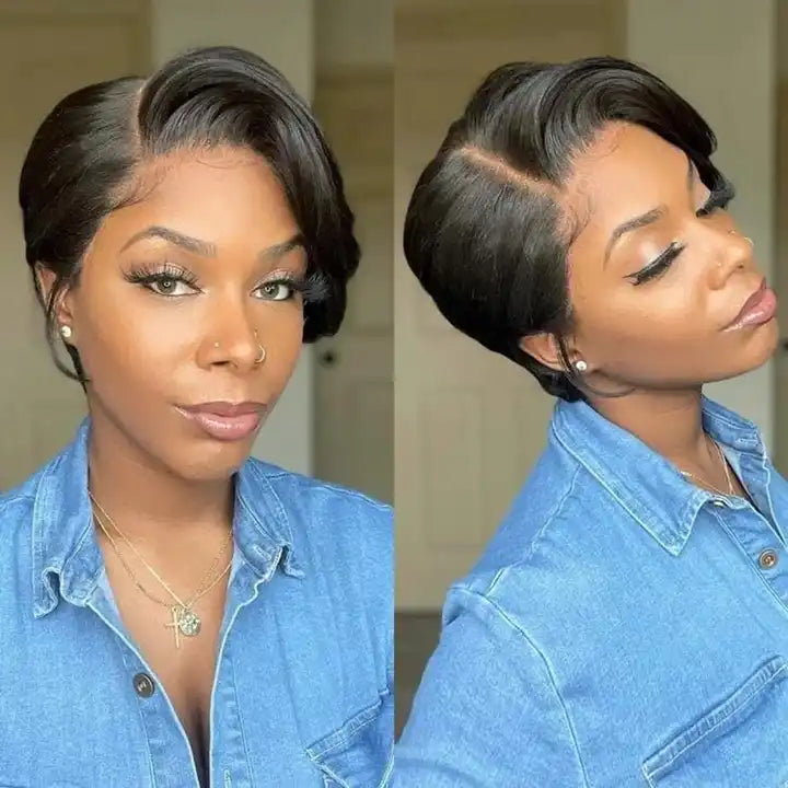 13x4 Lace Front Pixie Cut Wig100% Brazilian Short Wigs